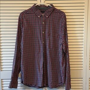 Nautica Men's Red and Blue Plaid Shirt